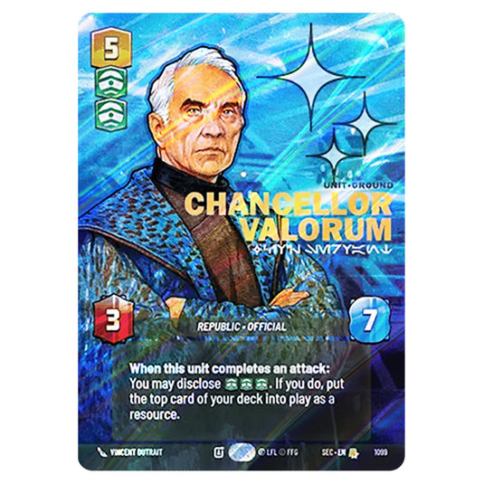 Chancellor Valorum Civil Servant card from the Star Wars Unlimited Set Secrets of Power