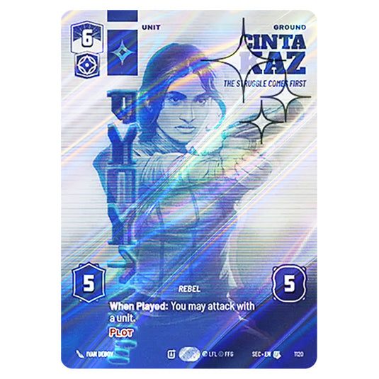 Cinta Kaz The Struggle Comes First card from the Star Wars Unlimited Set Secrets of Power