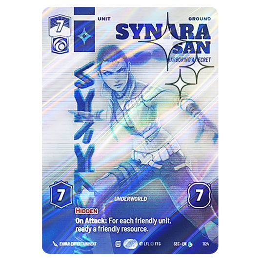 Synara San Harboring a Secret card from the Star Wars Unlimited Set Secrets of Power