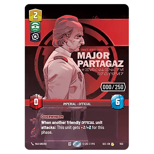 Major Partagaz Healthcare Provider card from the Star Wars Unlimited Set Secrets of Power
