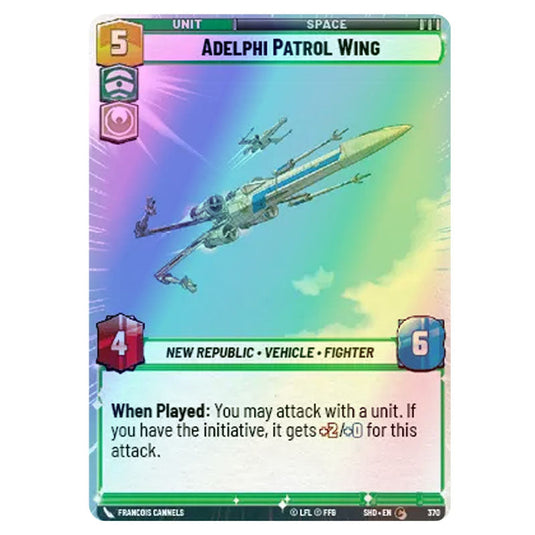 Adelphi Patrol Wing 370 card from the Star Wars Unlimited set Shadows of the Galaxy