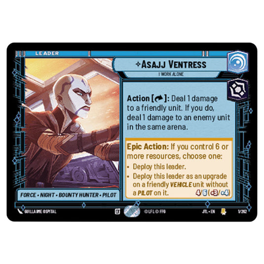 Asajj Ventress I Work Alone Rare card from the Star Wars Unlimited set Jump to Lightspeed