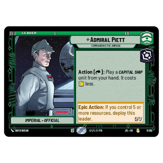 Admiral Piett Commanding the Armada Rare card from the Star Wars Unlimited set Jump to Lightspeed