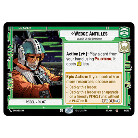 Wedge Antilles Leader of Red Squadron Common card from the Star Wars Unlimited set Jump to Lightspeed
