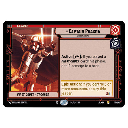 Captain Phasma Chrome Dome Rare card from the Star Wars Unlimited set Jump to Lightspeed