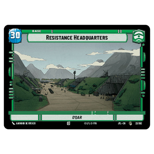 Resistance Headquarters Common card from the Star Wars Unlimited set Jump to Lightspeed