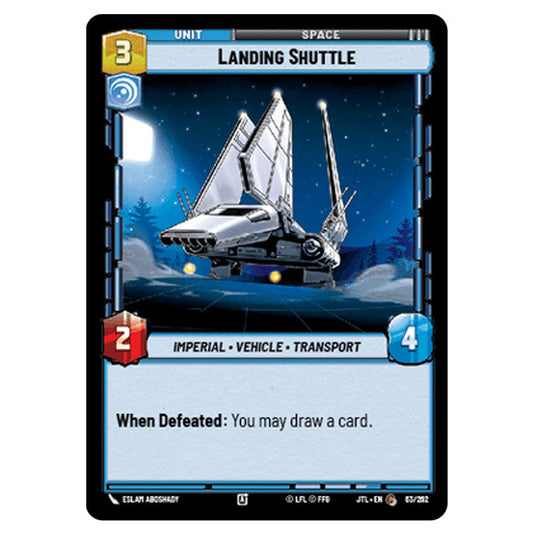 Landing Shuttle Common card from the Star Wars Unlimited set Jump to Lightspeed