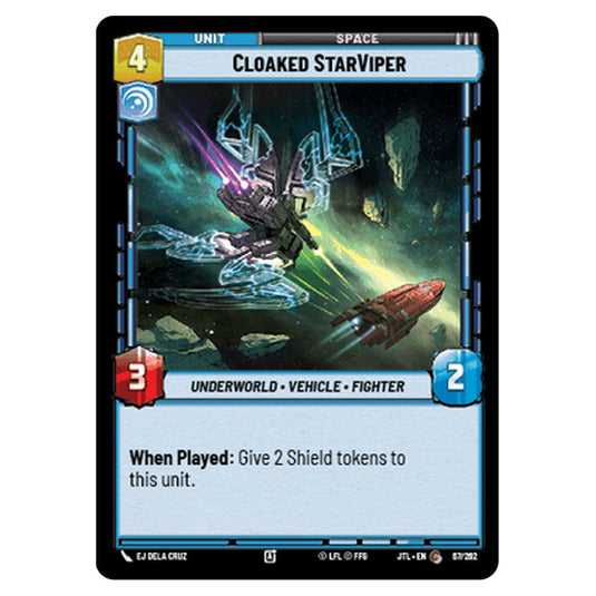 Cloaked StarViper Common card from the Star Wars Unlimited set Jump to Lightspeed