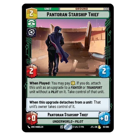 Pantoran Starship Thief Rare card from the Star Wars Unlimited set Jump to Lightspeed