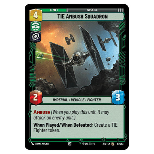 TIE Ambush Squadron Common card from the Star Wars Unlimited set Jump to Lightspeed