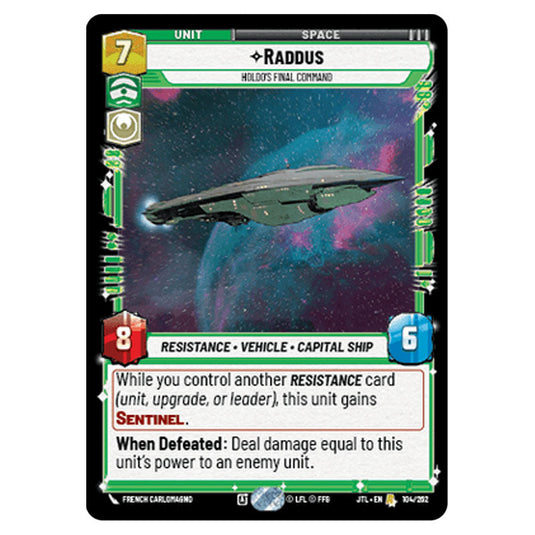 Raddus Holdo's Final Command Rare card from the Star Wars Unlimited set Jump to Lightspeed