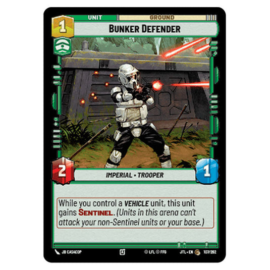 Bunker Defender Common card from the Star Wars Unlimited set Jump to Lightspeed
