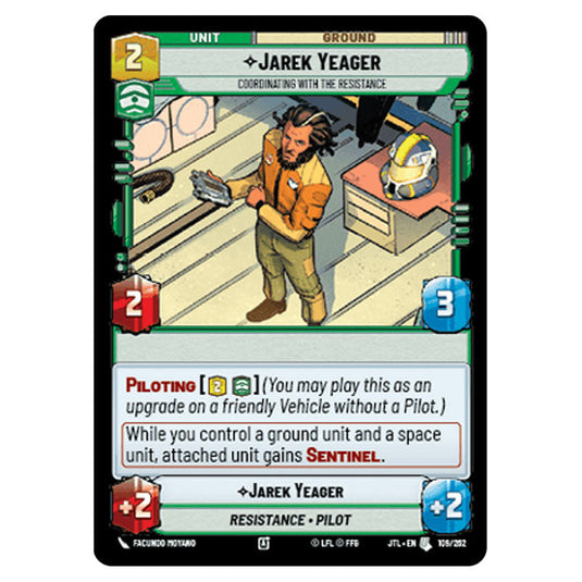 Jarek Yeager Coordinating With The Resistance Uncommon card from the Star Wars Unlimited set Jump to Lightspeed