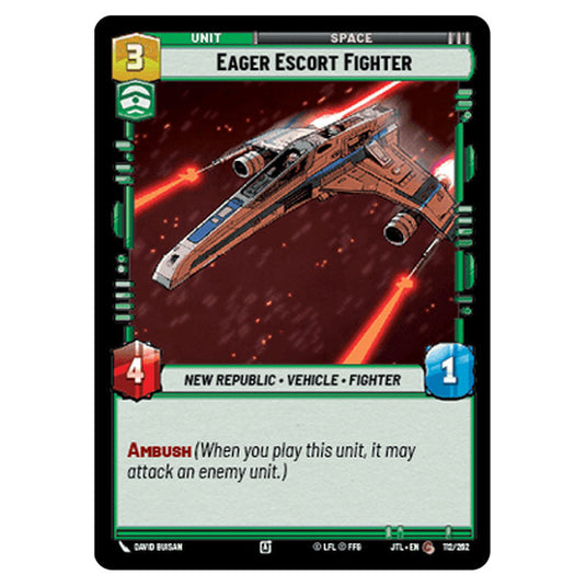 Eager Escort Fighter Common card from the Star Wars Unlimited set Jump to Lightspeed