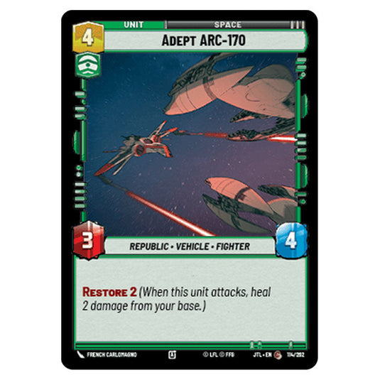 Adept ARC-170 Common card from the Star Wars Unlimited set Jump to Lightspeed