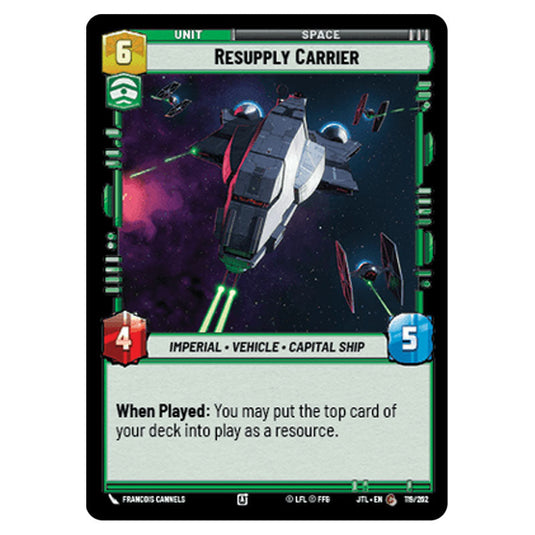 Resupply Carrier Common card from the Star Wars Unlimited set Jump to Lightspeed