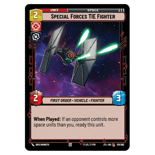 Special Forces TIE Fighter Common card from the Star Wars Unlimited set Jump to Lightspeed