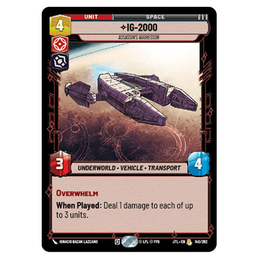 IG-2000 Assassin's Aggressor Rare card from the Star Wars Unlimited set Jump to Lightspeed