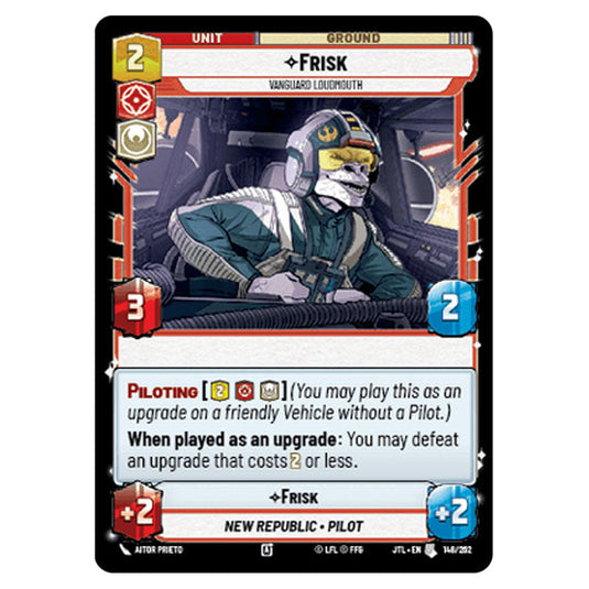 Frisk Vanguard Loudmouth Uncommon card from the Star Wars Unlimited set Jump to Lightspeed