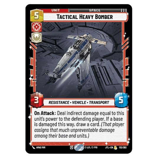 Tactical Heavy Bomber Rare card from the Star Wars Unlimited set Jump to Lightspeed