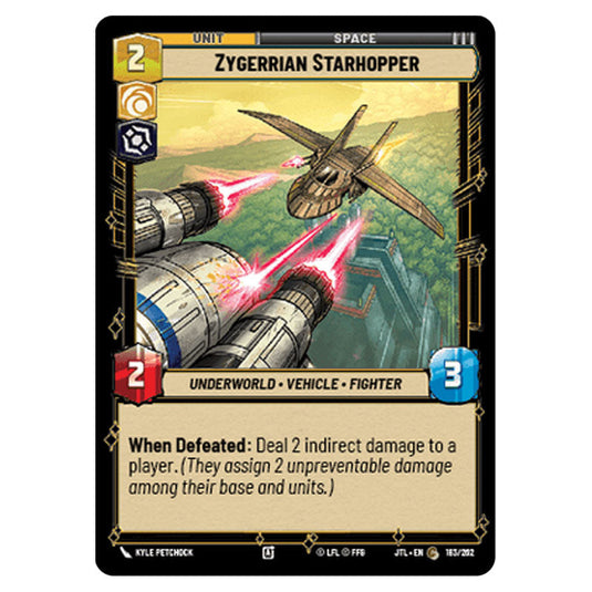 Zygerrian Starhopper Common card from the Star Wars Unlimited set Jump to Lightspeed