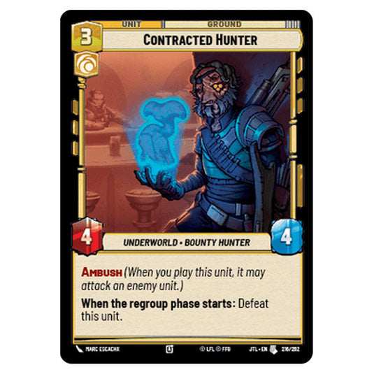 Contracted Hunter Uncommon card from the Star Wars Unlimited set Jump to Lightspeed