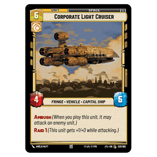 Corporate Light Cruiser Common card from the Star Wars Unlimited set Jump to Lightspeed