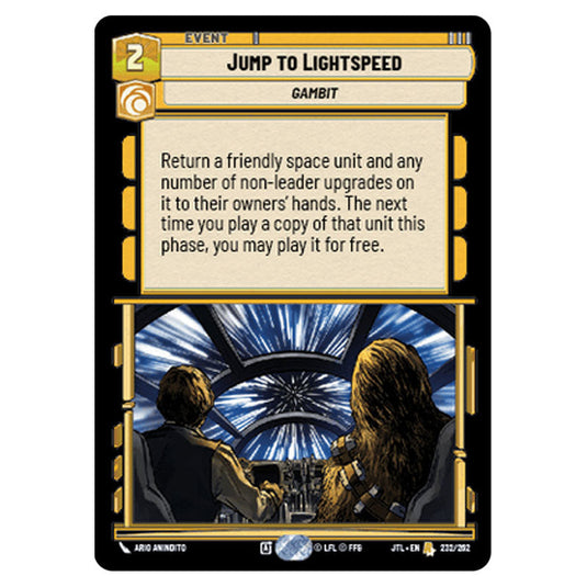 Jump to Lightspeed Rare card from the Star Wars Unlimited set Jump to Lightspeed