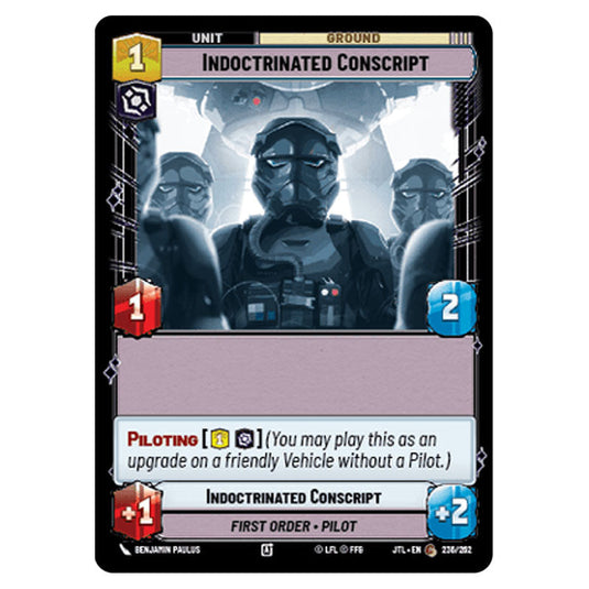 Indoctrinated Conscript Common card from the Star Wars Unlimited set Jump to Lightspeed