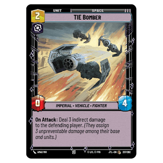 TIE Bomber Common card from the Star Wars Unlimited set Jump to Lightspeed