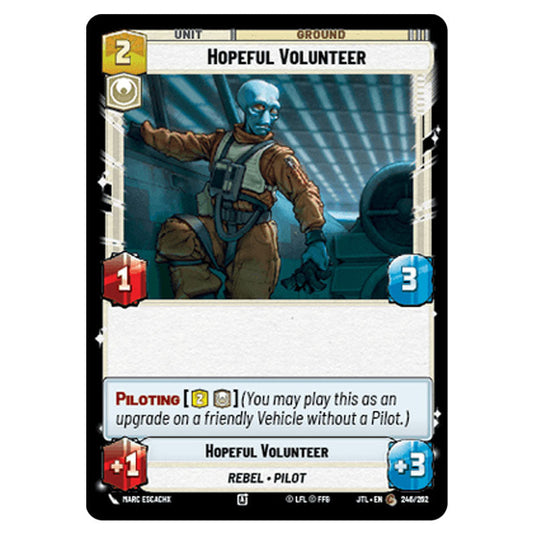 Hopeful Volunteer Common card from the Star Wars Unlimited set Jump to Lightspeed
