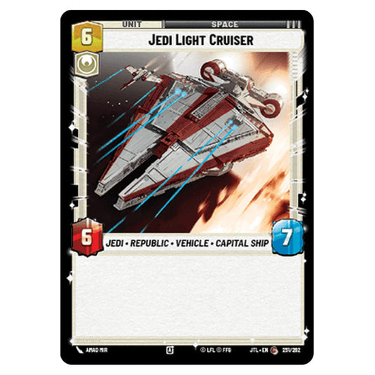 Jedi Light Cruiser Common card from the Star Wars Unlimited set Jump to Lightspeed
