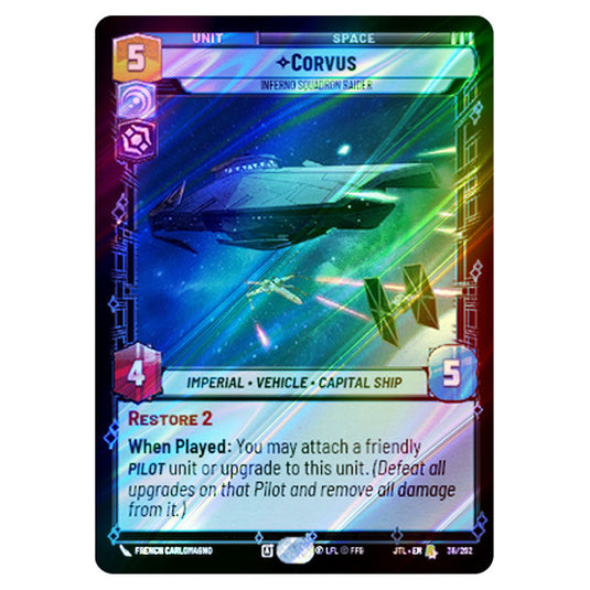 Corvus Inferno Squadron Raider Rare card from the Star Wars Unlimited set Jump to Lightspeed