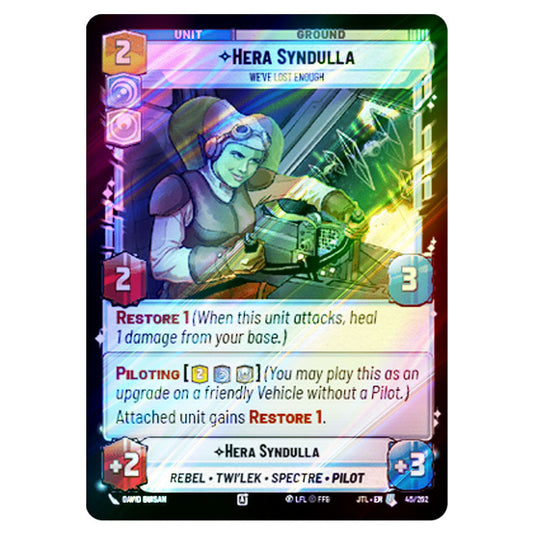 Hera Syndulla We've Lost Enough Uncommon card from the Star Wars Unlimited set Jump to Lightspeed