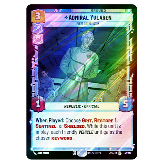 Admiral Yularen Fleet Coordinator Rare card from the Star Wars Unlimited set Jump to Lightspeed