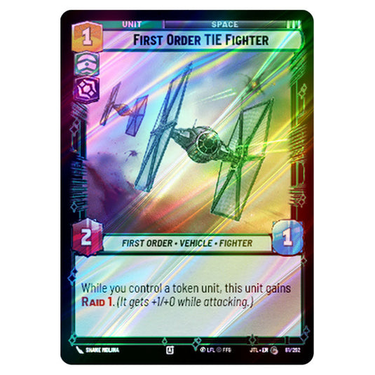 First Order TIE Fighter Common card from the Star Wars Unlimited set Jump to Lightspeed