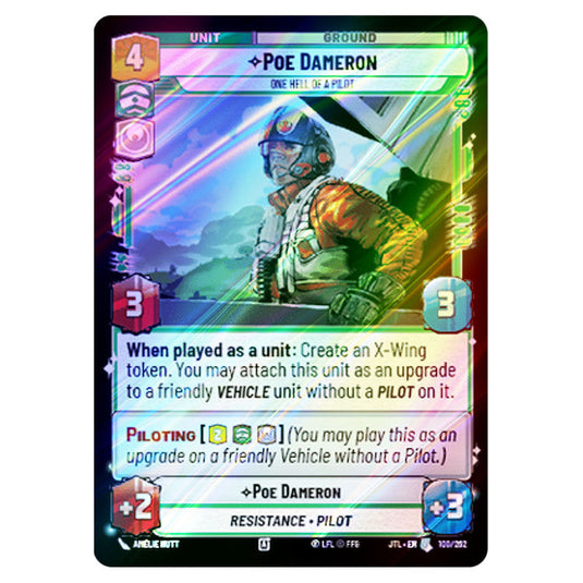 Poe Dameron One Hell of a Pilot Uncommon card from the Star Wars Unlimited set Jump to Lightspeed