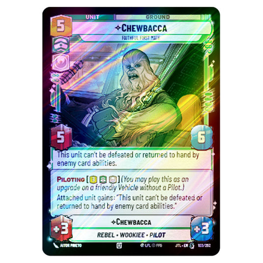Chewbacca Faithful First Mate Special card from the Star Wars Unlimited set Jump to Lightspeed