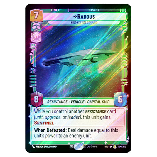 Raddus Holdo's Final Command Rare card from the Star Wars Unlimited set Jump to Lightspeed