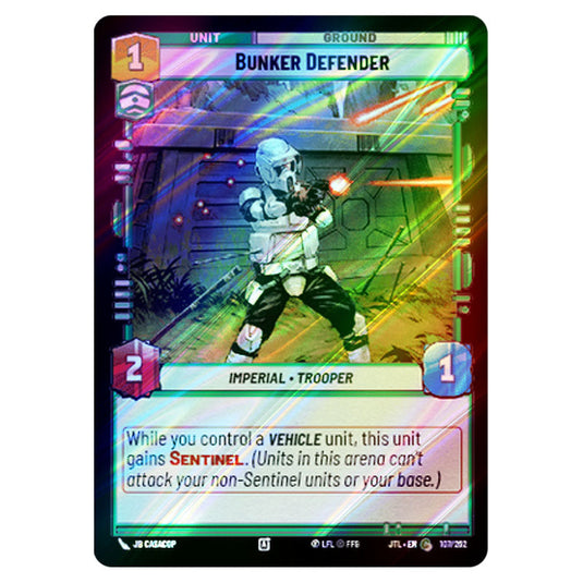 Bunker Defender Common card from the Star Wars Unlimited set Jump to Lightspeed