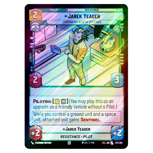 Jarek Yeager Coordinating With The Resistance Uncommon card from the Star Wars Unlimited set Jump to Lightspeed