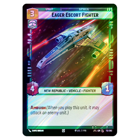 Eager Escort Fighter Common card from the Star Wars Unlimited set Jump to Lightspeed