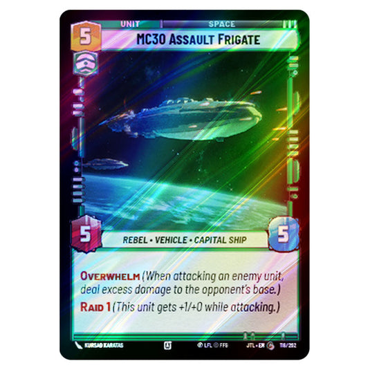 MC30 Assault Frigate Common card from the Star Wars Unlimited set Jump to Lightspeed