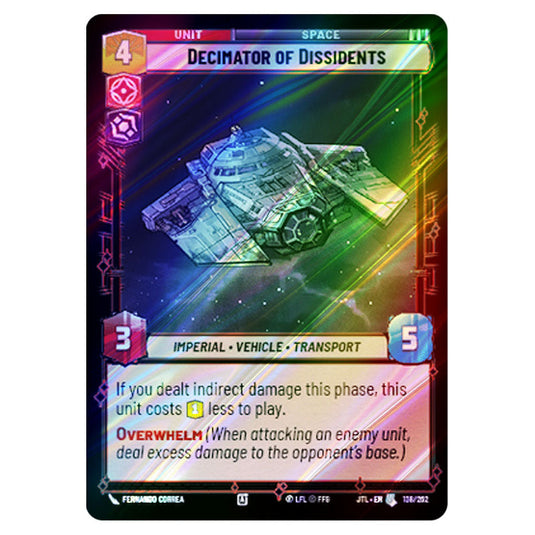 Decimator of Dissidents Uncommon card from the Star Wars Unlimited set Jump to Lightspeed