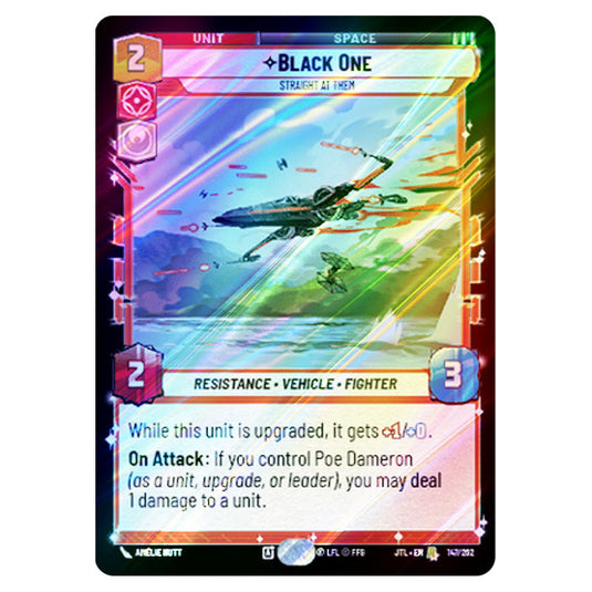 Black One Straight At Them Rare card from the Star Wars Unlimited set Jump to Lightspeed