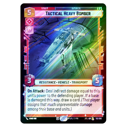 Tactical Heavy Bomber Rare card from the Star Wars Unlimited set Jump to Lightspeed