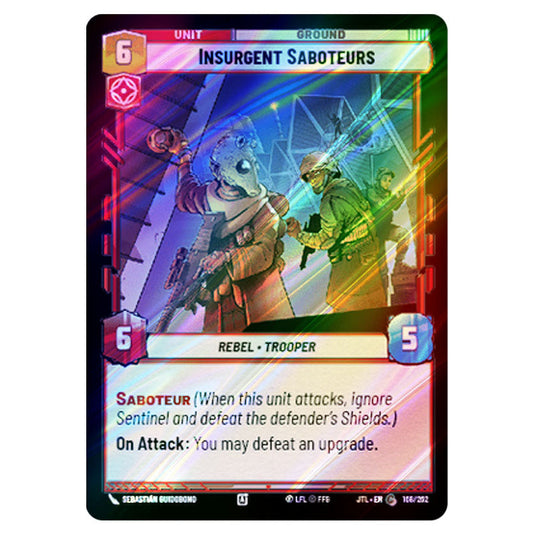 Insurgent Saboteurs Common card from the Star Wars Unlimited set Jump to Lightspeed
