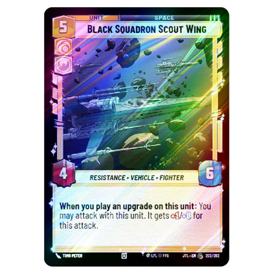 Black Squadron Scout Wing Common card from the Star Wars Unlimited set Jump to Lightspeed