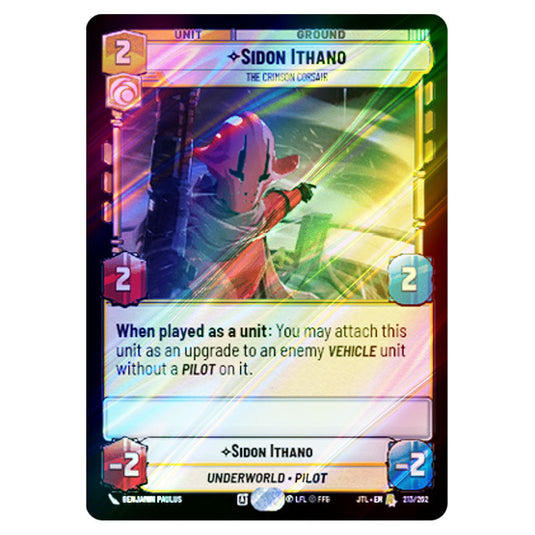 Sidon Ithano The Crimson Corsair Rare card from the Star Wars Unlimited set Jump to Lightspeed