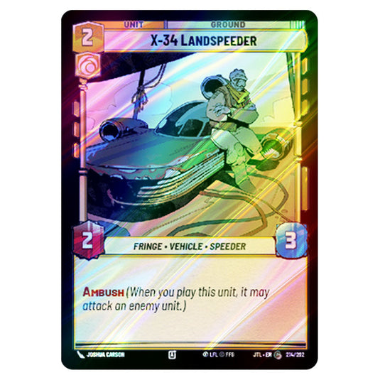 X-34 Landspeeder Common card from the Star Wars Unlimited set Jump to Lightspeed